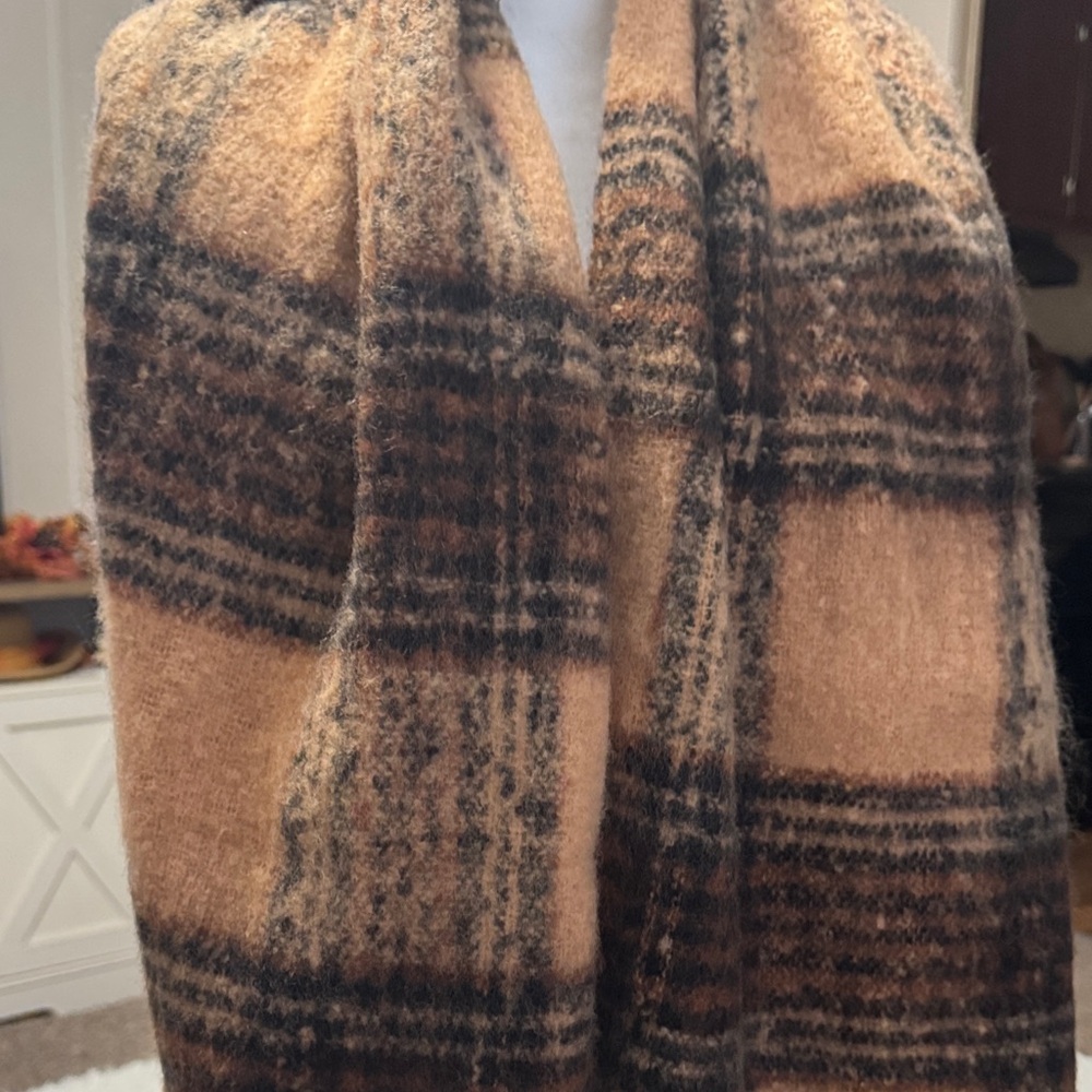 Plaid Brown and Tan Scarf